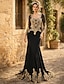 voordelige Baljurken Avondjurken-Trompet zeemeermin Hofsleep Baljurk met cape Avondjurken Formele kleding Vintage Glitter Glitter &amp; Sprankel Lange mouw Hoge nek Halloween Bruiloft gast Satijn Tule met Appliqués