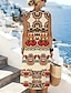 preiswerte Boho Kleider-Damen Midikleid Shiftkleid Sommerkleid A Linie Kleid Urlaub Lässig Boho Strand Ausgehen Normale Passform Grafik Geometrisch Ethnisch Ärmellos Rundhalsausschnitt Blau Schwarz Beige Sommer Frühling