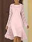 preiswerte Mamas Kleidersets-Zweiteilig Schlauchkleid Tee-Länge Kleid für Hochzeitsgäste Brautmutterkleid Ärmellos Quadrathals Elegant Hochzeitsgast Hochzeitsfeier Kirche Chiffon Spitze Jackenkleider mit Spitze Einfarbig