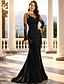 cheap Mermaid Evening Dresses-Mermaid Trumpet Sweep Brush Train Prom Dresses Evening Gown Ball Gown Formal Dress Sparkle Sparkle &amp; Shine Sexy Long Sleeve Illusion Neck Prom Carnival Lace with Appliques
