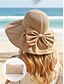 abordables Sombreros de mujer-Sombrero de sol plegable estilo boho para mujer con bolsa de almacenamiento, portátil, de poliéster, con ala ancha, ideal para la playa, disponible en varios colores para uso diario informal, viajes y vacaciones.