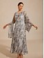 abordables Robe Fleurie-Femmes Robe maxi Robe en Chiffon Robe d'Été Robe trapèze Élégant Vacances Quotidien Vacances robe demoiselle d honneur Fleuri Sans manches Col Bénitier Gris Claire
