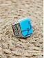 tanie Biżuteria męska-Męski pierścionek vintage boho ze stopu turkusu, w wielu rozmiarach, wyrazista biżuteria na wakacje na plaży, podróże i codzienny ubiór