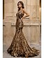 abordables Robes de Soirée Sirène-Sirène Trompette Traîne Courte Robes de Bal Robe de Soirée Tenue de soirée Élégant Sans manches Col Illusion Carnaval Formel Afro-américain Pailleté avec Paillettes