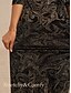 cheap Cocktail Dress-Women's Midi Dress Wrap Dress A Line Dress Elegant Daily Wedding Guest Glitter Jacquard Twisted Knot Regular Fit Paisley 3/4 Length Sleeve V Neck Black Summer Spring Fall