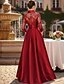 abordables Monos de mamá-Traje de pantalón Hasta el Tobillo Vestido de Madrina Manga 3/4 Cuello Camisero Elegante Fiesta Formal Invitado a la boda Satén Encaje con Plisado