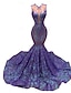 abordables Robes de Soirée Sirène-Sirène Trompette Traîne Courte Robes de Bal Robe de Soirée Tenue de soirée Élégant Sans manches Col Illusion Carnaval Formel Afro-américain Pailleté avec Paillettes