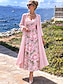abordables Art &amp; Design Robe-Femmes Robe Ensemble Robe trapèze Élégant Vacances Fleuri Graphique Superposé Imprimé Robe Midi Manche 3/4 Col en V Quotidien Vacances Bleu Vert Claire Rose Claire Été Printemps Coupe régulière