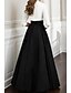 voordelige A-Lijn Avondjurken-A-lijn Tot de grond Avondjurken Baljurk  Formele kleding Elegant en luxueus Halve mouw Stomp Hals Bruiloft gast Satijn met Ruches