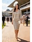 ieftine Seturi de rochii pentru mama-Două Piese Costum rochie Lungime Genunchi Rochie pentru invitata de nunta Rochie Mama Miresei Lungime Manșon 3/4 Pătrat Elegant Oficial Invitat la nunta Seară Formală Dantelă cu Dantelă