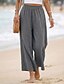 voordelige Bodems-Dames Broek met linnenlook Breed Been Vakantie Basic Volledige lengte Hoge taille Comfortabel Vakantie Formeel Straat khaki Donkergrijs Zomer Lente