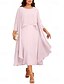 preiswerte Mamas Kleidersets-Zweiteilig A-Linie Tee-Länge Kleid für Hochzeitsgäste Brautmutterkleid Dreiviertelarm Juwelenhals Elegant Vintage Hochzeitsfeier Chiffon mit Perlenstickerei