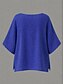 cheap Luxury Shirts-Women's 100% Cotton Shirt Blouse  Solid Color Basic Casual 3/4 Length Sleeve Crew Neck Regular Tops Daily Blue Grass Green Black White Light Green Summer
