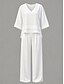 tanie Zestawy-Damskie Rozmiar UE / USA2 Pieces SetsZestaw o fakturze lnu Dres Bolerko Długi rękaw Rękaw 3/4 W serek Codzienny Czarny Biały Khaki Lato Regularny