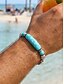 billige Mænds smykker-Herrearmbånd i boheme-stil i titaniumstål og natursten, flerfarvet perlekædearmbånd til strandferie, afslappede sommertøj og hverdagsbrug