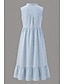 preiswerte Kleider-Damen Langes Kleid Maxikleid Kleider in Leinenoptik 100% Baumwolle Shiftkleid Sommerkleid Elegant Basic Modern Strand Urlaub Ferien Normale Passform Einfach Ärmellos V Ausschnitt Blau Sommer