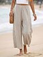 voordelige Bodems-Dames Broek met linnenlook Breed Been Vakantie Basic Volledige lengte Hoge taille Comfortabel Vakantie Formeel Straat khaki Donkergrijs Zomer Lente