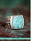 رخيصةأون مجوهرات رجالية-خاتم رجالي بوهيمي من سبيكة معدنية وفيروز، خاتم عتيق مميز متوفر بأحجام متعددة مناسب لعطلات الشاطئ، والملابس الصيفية غير الرسمية، والارتداء اليومي