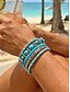Χαμηλού Κόστους Γυναικείο βραχιόλι-Σετ γυναικείων βραχιολιών μποέμ με τιρκουάζ χρώμα, κοσμήματα καρπού με πολυεπίπεδες χάντρες για διακοπές στην παραλία, ρούχα σε θέρετρα, casual καλοκαιρινά σύνολα και καθημερινό boho στυλ