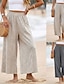 voordelige Bodems-Dames Broek met linnenlook Breed Been Vakantie Basic Volledige lengte Hoge taille Comfortabel Vakantie Formeel Straat khaki Donkergrijs Zomer Lente