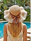 economico Cappelli da donna-Cappello da sole bohémien da donna in paglia, cappello da spiaggia morbido, pieghevole, multicolore, con tesa larga, bordo ondulato e fiocco, ideale per vacanze, viaggi, stile resort e abbigliamento