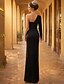 preiswerte Schlauch-Abendkleider-Schlauchkleid Bodenlang Abiballkleider Abendkleid Ballkleid Festliche Kleidung Elegant Minimalistisch Langarm Ein-Schulter Abschlussball Formeller Abend Herbsthochzeitsgast Stretchstoff mit Schlank