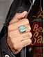 رخيصةأون مجوهرات رجالية-خاتم رجالي بوهيمي من سبيكة معدنية وفيروز، خاتم عتيق مميز متوفر بأحجام متعددة مناسب لعطلات الشاطئ، والملابس الصيفية غير الرسمية، والارتداء اليومي
