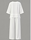tanie Zestawy-Damskie Rozmiar UE / USA2 Pieces SetsZestaw o fakturze lnu Dres Bolerko Długi rękaw Rękaw 3/4 W serek Codzienny Czarny Biały Khaki Lato Regularny