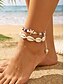economico Bracciale da donna-Set di cavigliere da donna in stile bohémien con conchiglie e ciondoli a stella, a doppio strato, lunghezza regolabile, perfette per le vacanze al mare, l'uso quotidiano e come accessori estivi.