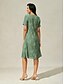 billiga Enkel klänning-Dam Mini klänning Skiftklänning Elegant Ensfärgat Kortärmad Rund hals Skiffergrön