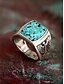 رخيصةأون مجوهرات رجالية-خاتم رجالي بوهيمي من سبيكة معدنية وفيروز، خاتم عتيق مميز متوفر بأحجام متعددة مناسب لعطلات الشاطئ، والملابس الصيفية غير الرسمية، والارتداء اليومي