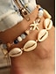 economico Bracciale da donna-Set di cavigliere da donna in stile bohémien con conchiglie e ciondoli a stella, a doppio strato, lunghezza regolabile, perfette per le vacanze al mare, l'uso quotidiano e come accessori estivi.