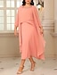 preiswerte Mamas Kleidersets-Zweiteilig A-Linie Tee-Länge Kleid für Hochzeitsgäste Brautmutterkleid Dreiviertelarm Juwelenhals Elegant Vintage Hochzeitsfeier Chiffon mit Perlenstickerei