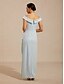 economico Vestito Semplice-abito lungo da donna con spalle scoperte, arricciato, strass, elegante, da sera, per feste di laurea, cocktail party, vestibilità regolare, tinta unita, senza maniche, spalle scoperte, blu ghiaccio,