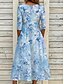 cheap Casual Floral Dresses-Women's Midi Dress Shift Dress Vacation Casual Boho Daily Summer Dress Spring Dress Regular Fit Floral Graphic Half Sleeve Crew Neck Pink Sky Blue Beige Summer Spring