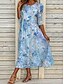 cheap Casual Floral Dresses-Women's Midi Dress Shift Dress Vacation Casual Boho Daily Summer Dress Spring Dress Regular Fit Floral Graphic Half Sleeve Crew Neck Pink Sky Blue Beige Summer Spring