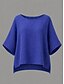 cheap Luxury Shirts-Women's 100% Cotton Shirt Blouse  Solid Color Basic Casual 3/4 Length Sleeve Crew Neck Regular Tops Daily Blue Grass Green Black White Light Green Summer