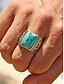 رخيصةأون مجوهرات رجالية-خاتم رجالي بوهيمي من سبيكة معدنية وفيروز، خاتم عتيق مميز متوفر بأحجام متعددة مناسب لعطلات الشاطئ، والملابس الصيفية غير الرسمية، والارتداء اليومي