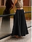 economico Gonne casual-Per donna Gonna da vacanza Elegante Vintage Moda Casual Maxi Misura del girovita medio Gonne Fluido Inelastico Nero Bianco Estate