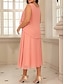 preiswerte Mamas Kleidersets-Zweiteilig A-Linie Tee-Länge Kleid für Hochzeitsgäste Brautmutterkleid Dreiviertelarm Juwelenhals Elegant Vintage Hochzeitsfeier Chiffon mit Perlenstickerei