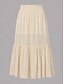 billiga Casual kjolar-Dam Semesterkjol Elegant Vintage Mode Ledigt Midi Medium Midja Kjolar Oelastisk Vit Kamel Sommar