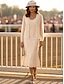 voordelige Jurkensets voor mama-Tweedelig Trompet zeemeermin Over de knie Kralenborduurwerk Bruiloft gast jurk Formele jurk Moeder van de bruid jurk Mouwloos V-hals Elegant Luxueus Formeel Bruiloft gast Chiffon Wrap inbegrepen met