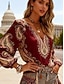 voordelige Kunst en Ontwerp Blouses-Dames Overhemd Boho-shirt Afdrukken Grafisch Paisley Elegant Bohemen Vakantie Lange mouw V-hals Normale tops Casual Dagelijks Feestdagen Grasgroen Wit Lichtgroen Blozend Roze Rood Zomer Lente
