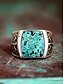 رخيصةأون مجوهرات رجالية-خاتم رجالي بوهيمي من سبيكة معدنية وفيروز، خاتم عتيق مميز متوفر بأحجام متعددة مناسب لعطلات الشاطئ، والملابس الصيفية غير الرسمية، والارتداء اليومي