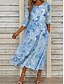 cheap Casual Floral Dresses-Women's Midi Dress Shift Dress Vacation Casual Boho Daily Summer Dress Spring Dress Regular Fit Floral Graphic Half Sleeve Crew Neck Pink Sky Blue Beige Summer Spring