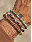 billige Mænds smykker-Herre boheme armbåndssæt med kokosskal, turkis og træperler, 3 stk. strækbare stabelbare armbånd til strandferie, afslappede sommertøj og hverdagsbrug