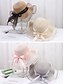 economico Cappelli da donna-Cappello da sole bohémien da donna in paglia, cappello da spiaggia morbido, pieghevole, multicolore, con tesa larga, bordo ondulato e fiocco, ideale per vacanze, viaggi, stile resort e abbigliamento