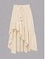 billiga Casual kjolar-Dam Semesterkjol Elegant Vintage Mode Ledigt Midi Medium Midja Kjolar Oelastisk Vit Kamel Sommar