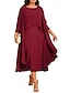 preiswerte Mamas Kleidersets-Zweiteilig A-Linie Tee-Länge Kleid für Hochzeitsgäste Brautmutterkleid Dreiviertelarm Juwelenhals Elegant Vintage Hochzeitsfeier Chiffon mit Perlenstickerei