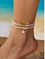 cheap Women's Bracelet-Women's Bohemian Style Alloy Starfish Pendant Anklet Set, 3-Piece Beach Vacation Jewelry, Casual Daily Wear, Lightweight, Adjustable, Trendy Summer Accessory